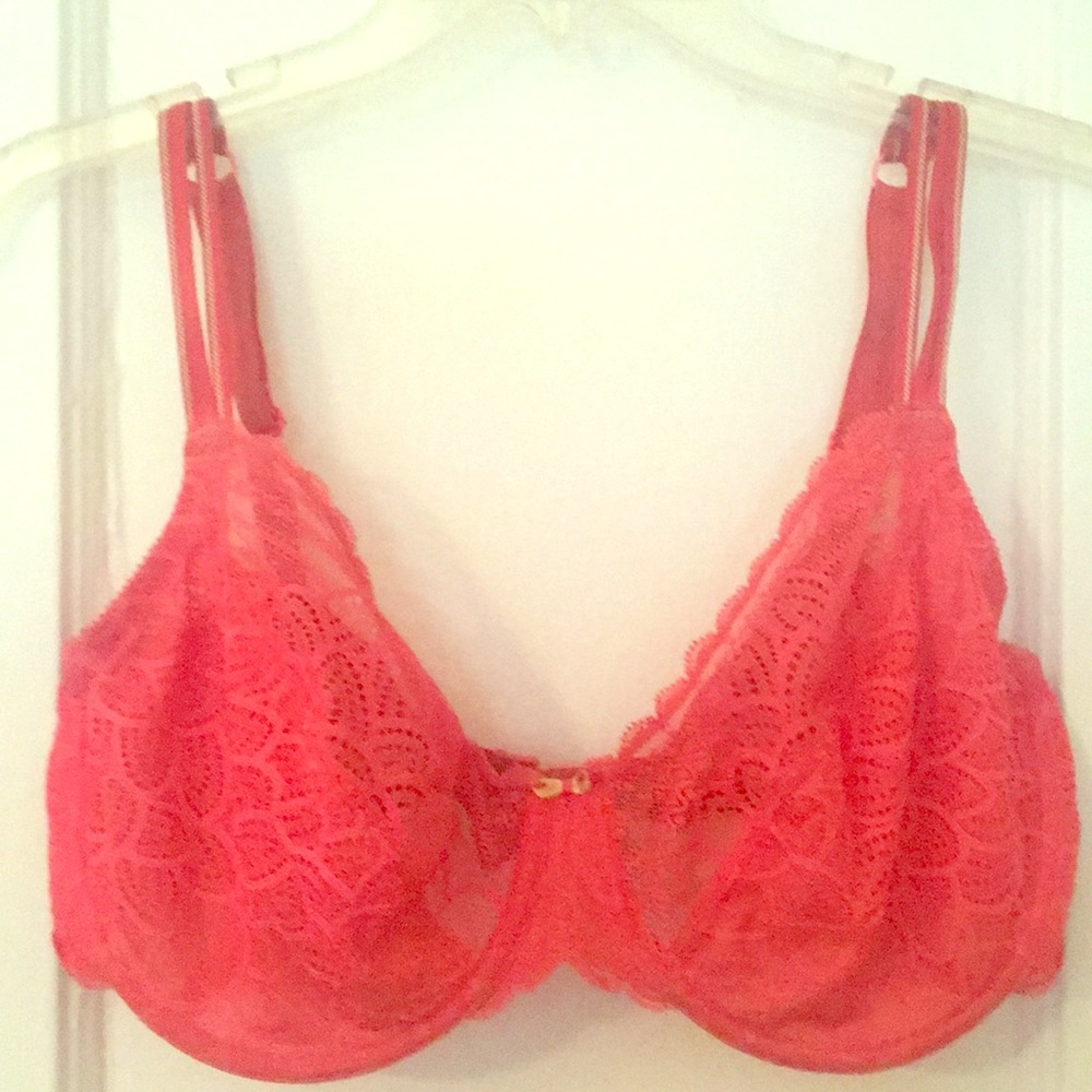 Sexy tangerine lace Chantelle bra
